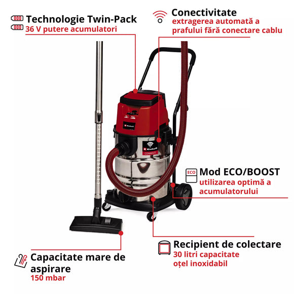 EINHELL TP-VC 36/30 S Auto-Solo PROFESSIONAL Aspirator fara fir umed/uscat
