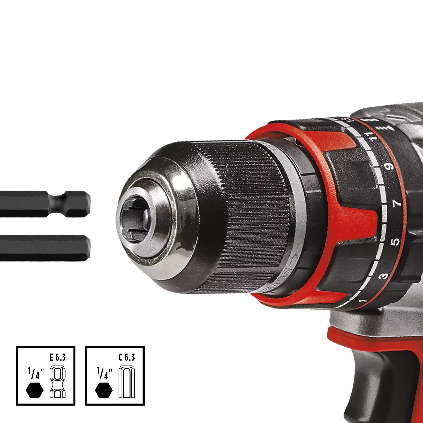 Set 40 burghie si biti Einhell L-CASE 49109053, 25 mm, suport biti cu schimbare rapida, chei tubulare, burghiu cap infundat