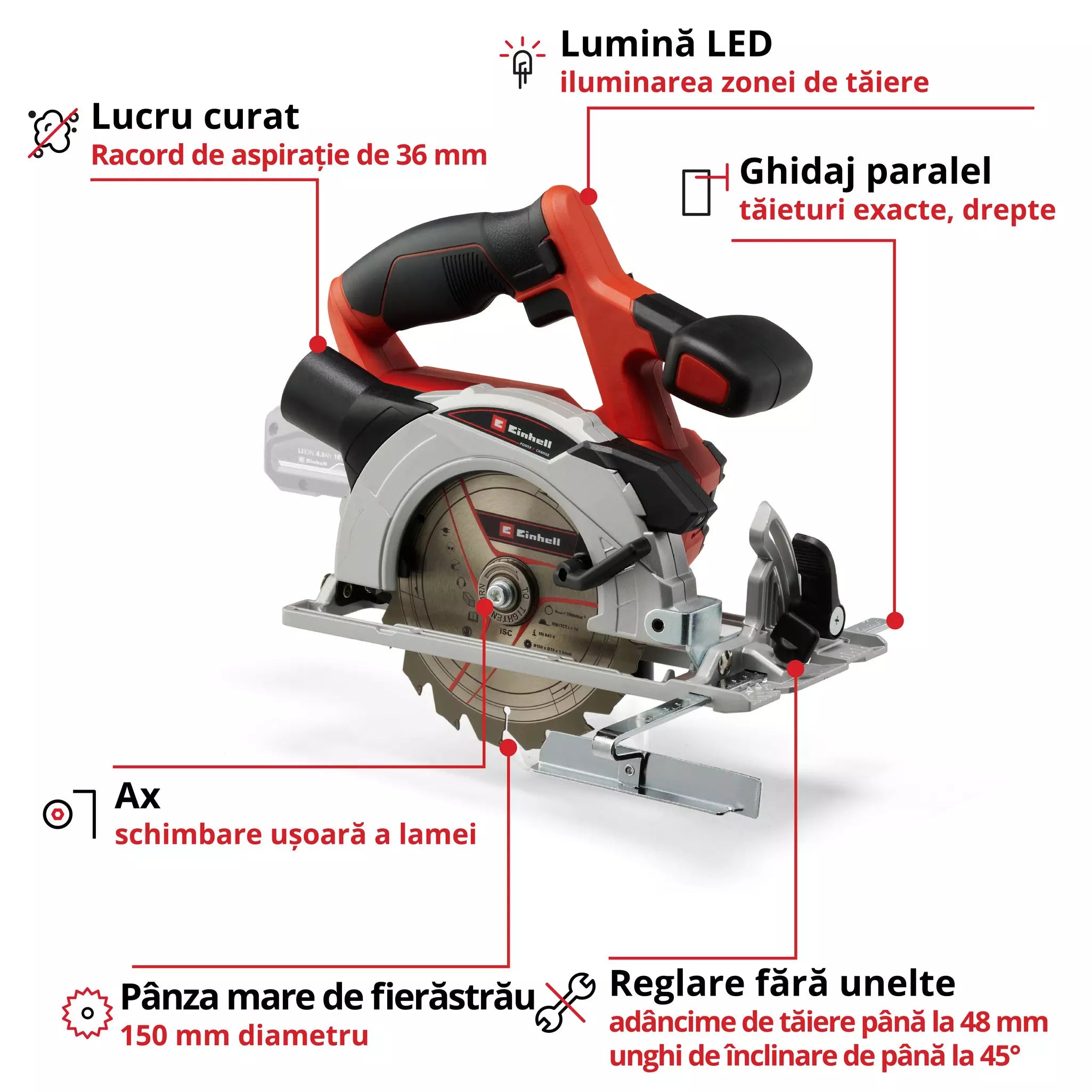 EINHELL TE-CS 18/150 Li - Solo Circular de mana fara fir