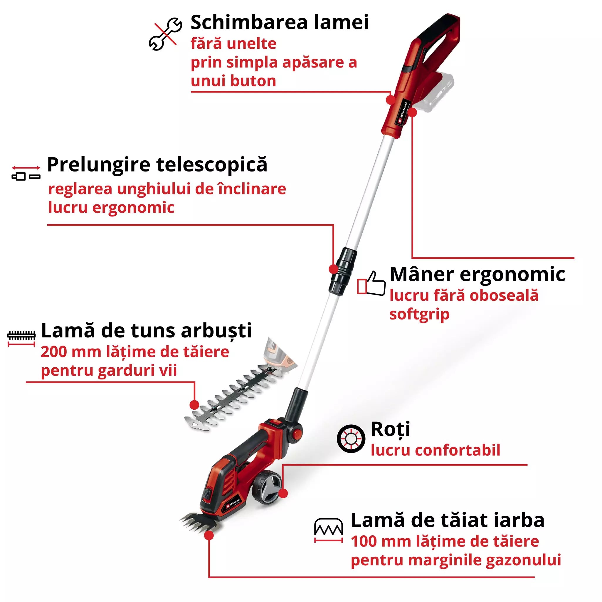 EINHELL GE-CG 18/100 Li T-Solo Foarfeca iarba si gard viu fara fir