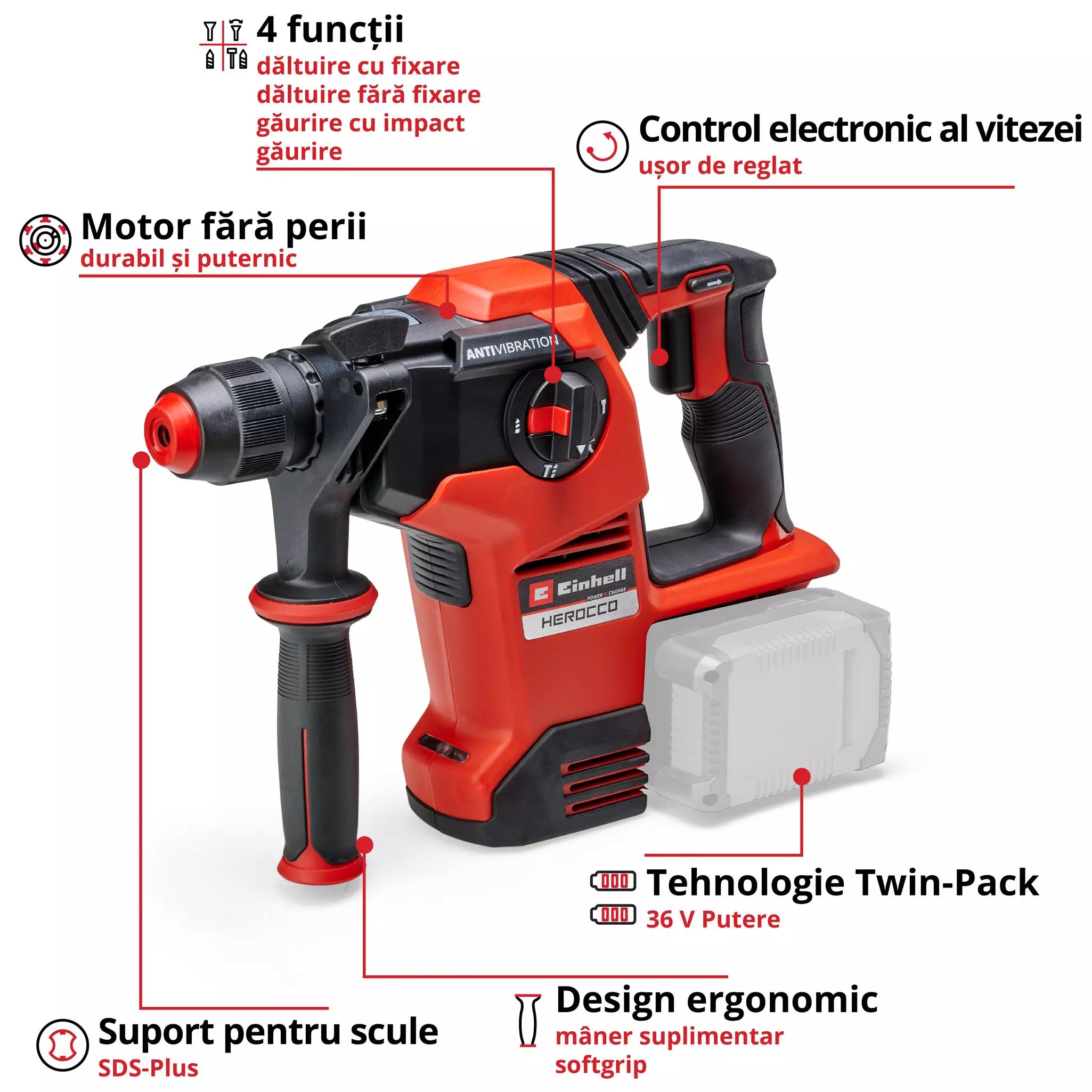 EINHELL HEROCCO 36/28 PROFESSIONAL Ciocan rotopercutor fara fir PXC